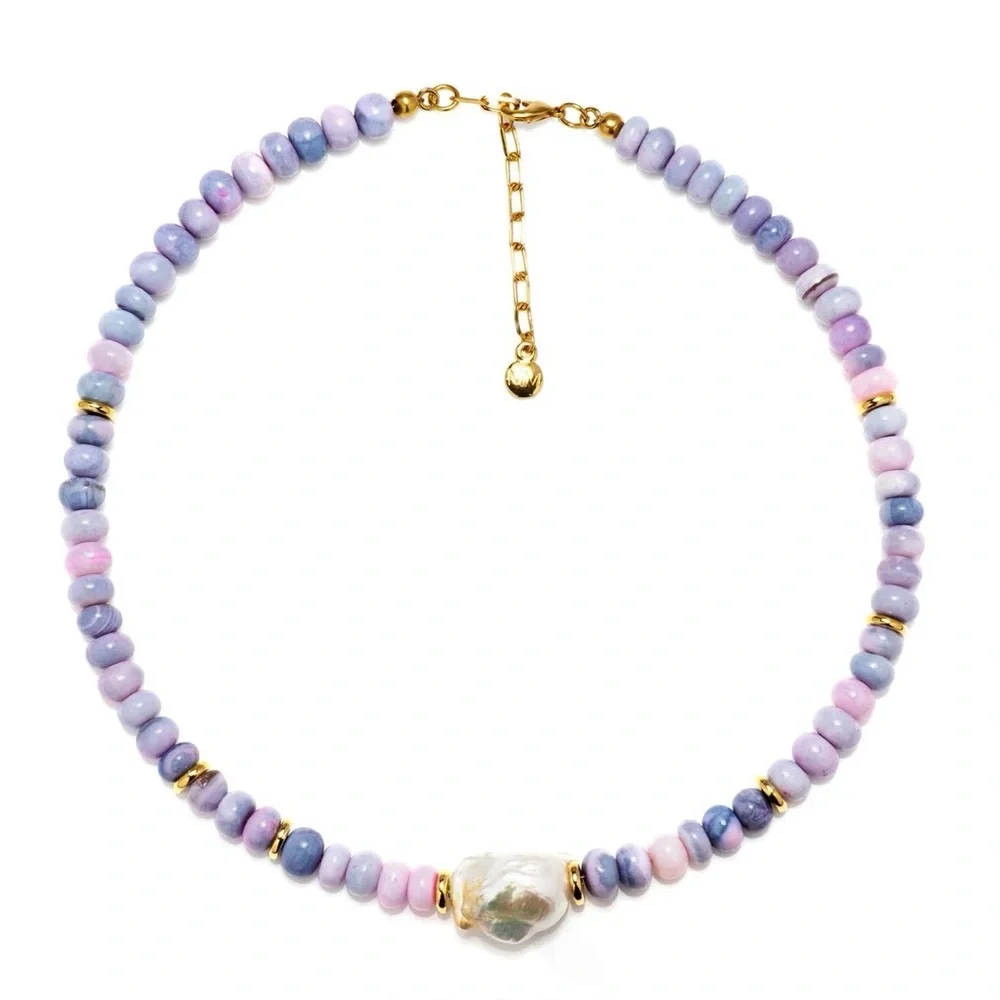 Mayamar luxurious Purple Opal Baroque pearl Necklace - Picture 3 of 5